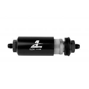 Aeromotive 12349 In-Line Fuel Filter 100-Micron Stainless Element -6AN Male Black