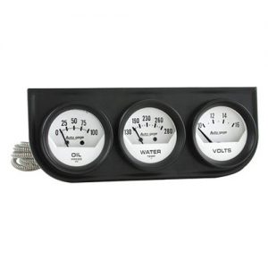Auto Meter 2324 Autogage 3-Gauge Analog Console Water/Volts/Oil - White Face