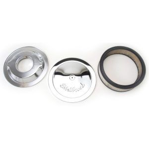 Edelbrock 1221 Pro-Flo Air Cleaner Series Round Paper Element 14" Diameter X 3.75" Dropped Base Chrome