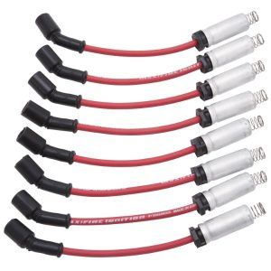 Edelbrock 22716 Max-Fire Spark Plug Wire Set LS Truck Kit w/Metal Sleeves 99-15 50 Ohm Resistance Red Wire Set Of 8
