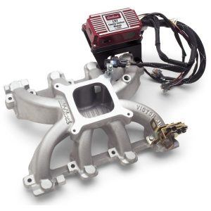 Edelbrock 2908 Victor Jr LS1 EFI-To-Carbureted Conversion Intake Manifold Package w/Timing Control Module - Satin