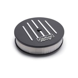 Edelbrock 41663 Racing 14" Round Aluminum Air Cleaner Assembly w/ 3" Pro-Flo Element Drop Base - Black