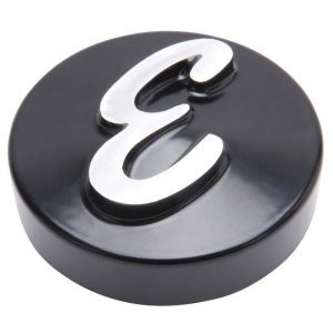 Edelbrock 4271 Edelbrock "E" Air Cleaner Nut 2-1/8" Diameter Black w/ Raw Alum. "E"