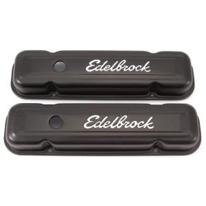 Edelbrock 4453 Signature Series Valve Covers 1962-1979 Pontiac 301-455 Stock Height Black