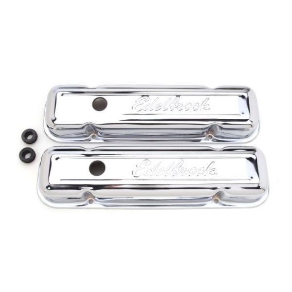 Edelbrock 4456 Signature Series Valve Covers 1962-1979 Pontiac 301-455 Stock Height Chrome
