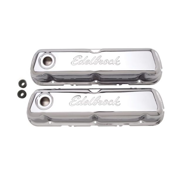Edelbrock 4460 Signature Series Valve Covers Ford 260-289-302-351W V8 Chrome