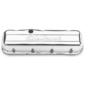 Edelbrock 4480 Signature Series Valve Covers Chevy 1965-Up BBC 396-502 Stock Height Chrome
