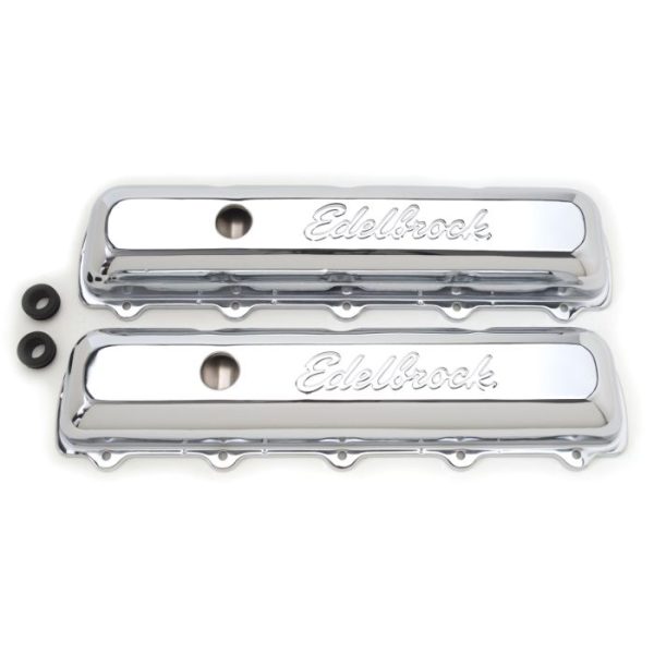 Edelbrock 4485 Signature Series Valve Covers Oldsmobile 350-455 V8 Chrome