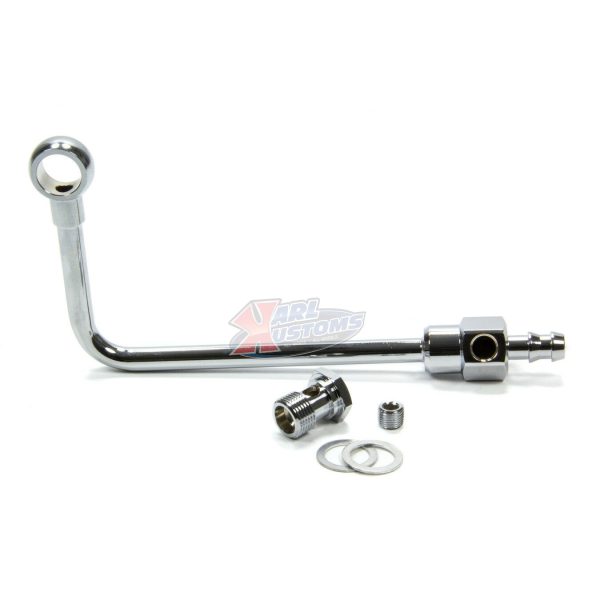 Edelbrock 8126 Single-Feed Fuel Inlet Line For Edelbrock Carburetors 3/8" Barb Inlet & 1/8" NPT Fuel Pressure Gauge Provision Chrome
