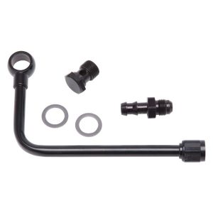 Edelbrock 81263 Single-Feed Fuel Inlet Line Kit for Performer And Thunder Series Carbs w/o Filter 3/8" Barbed Inlet Black