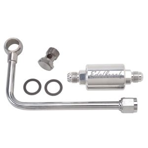Edelbrock 8131 Single-Feed Fuel Inlet Line Kit 3/8" Hard Fuel Line With -6 Banjo Nut & Polished Filter