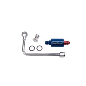 Edelbrock 8134 Chromed Steel Single-Feed Fuel Inlet Line & Filter Kit For Performer Series Carburetors