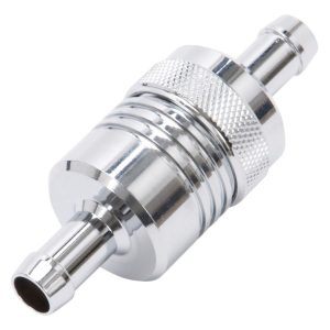 Edelbrock 8136 Aluminum Street Fuel Filter 3" x 3/4" 3/8" Inlet/Outlet Chrome