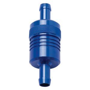 Edelbrock 8156 Aluminum Street Fuel Filter 3" x 3/4" 3/8" Inlet/Outlet Blue