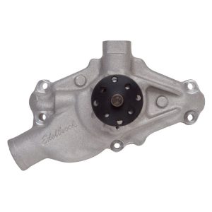 Edelbrock 8882 Victor High-Volume Short Style Aluminum Water Pump SBC Small Block Chevy 262-400 w/ Serpentine Reverse Rotation Satin
