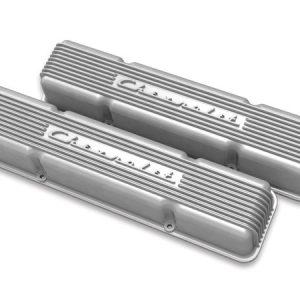 Holley 241-106 SBC Valve Covers Finned Chevy Script Nat