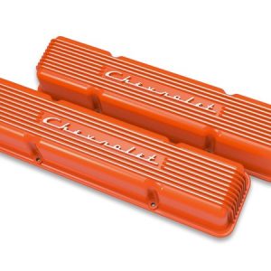 Holley 241-109 SBC Valve Covers Finned Chevy Script Org