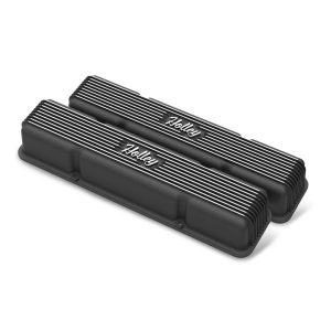 Holley 241-245 SBC Holley Valve Covers Finned Non-Emis Black