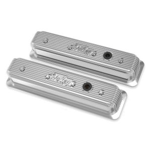 Holley 241-248 SBC Valve Covers Center-Bolt Finned Non-Emis Pol