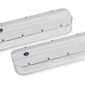 Holley 241-278 GM Fabricated Aluminum Valve Covers Silver BBC W/Hole