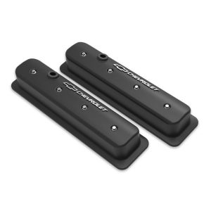 Holley 241-292 GM Muscle SBC Center Bolt Valve Covers Finned Black