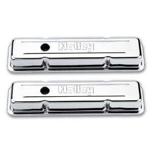 Holley 241-80 Valve Cover - Holley Logo Chrome SBC 283-400