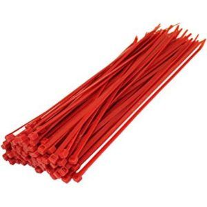 14" Red Nylon Plastic Zip Ties - 100 Pieces