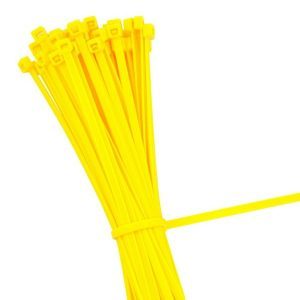 14" Yellow Nylon Plastic Zip Ties - 100 Pieces