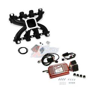 Holley 300-132BK LS1 Single Plane Carb Intake & MSD 6014 Ignition Box