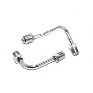 Left Mount Prop Valve Brake Lines 1/2" to 1/2" & 7/16" to 9/16" Chrome