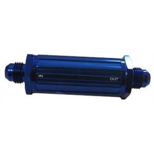 Aluminum Inline 150-Micron Fuel Filter Blue -6 AN Ends