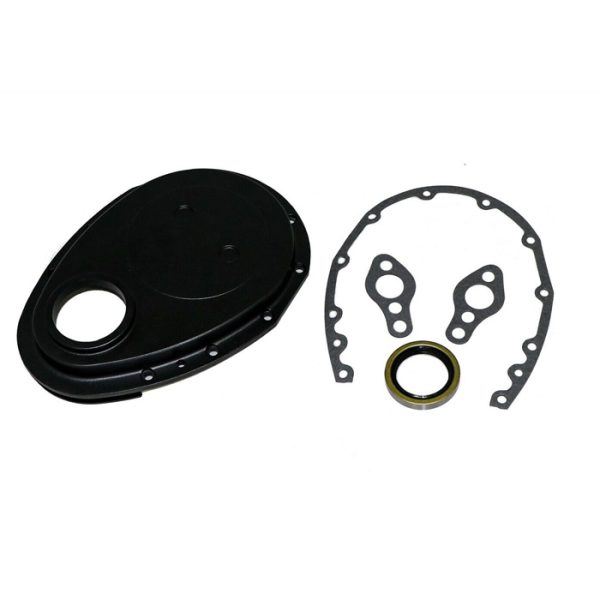 Black Aluminum Small Block Chev Timing Cover Set A