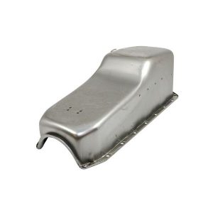 1955-79 SBC Small Block Chevy Raw Steel 4 Qt Oil Pan 2 Pc. RM LH Dipstick