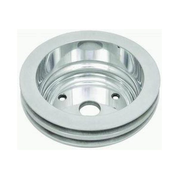Crank Pulley 2-Groove SBC Chevy LWP Long Pump - Polished Aluminum