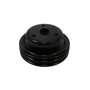 Crank Pulley 2-Groove SBC Small Block Chevy LWP Long Pump - Black