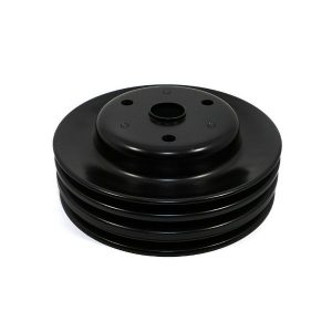 Crank Pulley 3-Groove SBC Small Block Chevy LWP Long Pump - Black