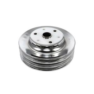 Crank Pulley 3-Groove SBC Small Block Chevy LWP Long Pump - Chrome