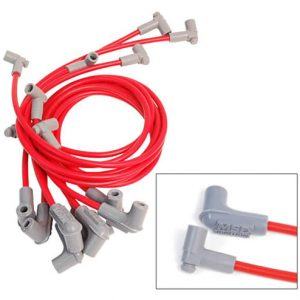MSD 31299 Race Tailored 8.5mm Super Conductor Spark Plug Wire Set, BBC w/ Low Profile Distributor