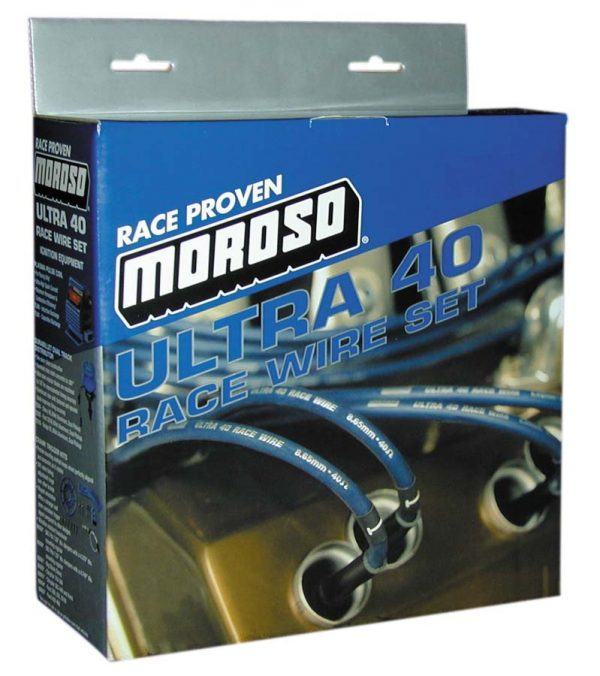 Moroso 73818 Ultra 40 8.65mm Spiral Core Universal-Fit Plug Wire Set Black 90° Boots