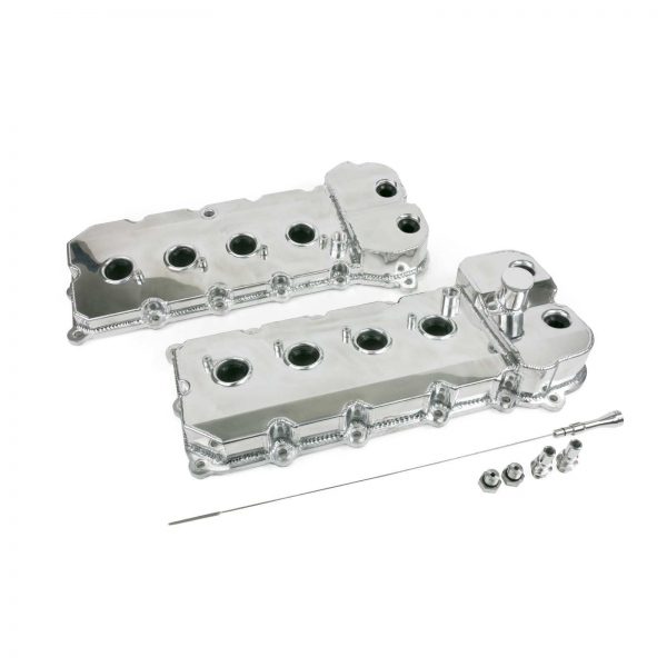 Ford 5.0L Coyote Mod Motor Fabricated Aluminum Valve Covers w/ Dipstick