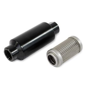 40 Micron Stainless Steel Fuel Filter w/ Black Billet Aluminum Housing -10AN ORB