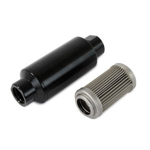 100 Micron Stainless Steel Fuel Filter Black Billet Aluminum Housing -10AN ORB