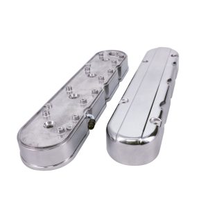 GM LS Chevy 2-PC Smooth Cast Aluminum Valve Covers w/ Coil Mounts and Cover