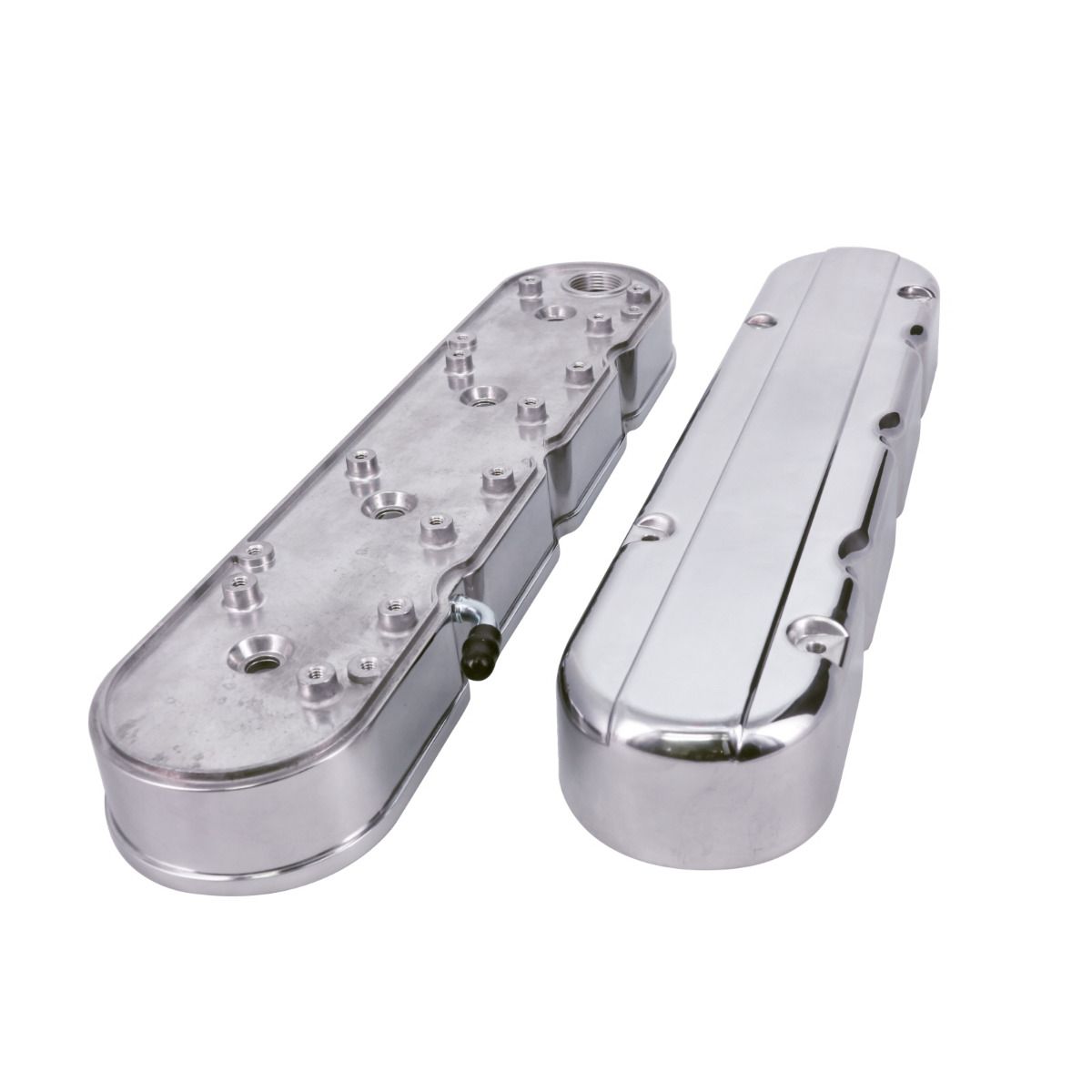 GM LS V8 Satin Finned Aluminum 2-Piece Valve Covers with Coil Mounts and Covers