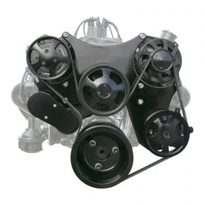 Chevy Small Block Serpentine Front Drive System with Integral Power Steering Reservoir