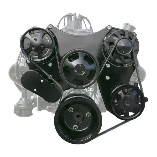 Chevy Small Block Serpentine Front Drive System with Integral Power Steering Reservoir