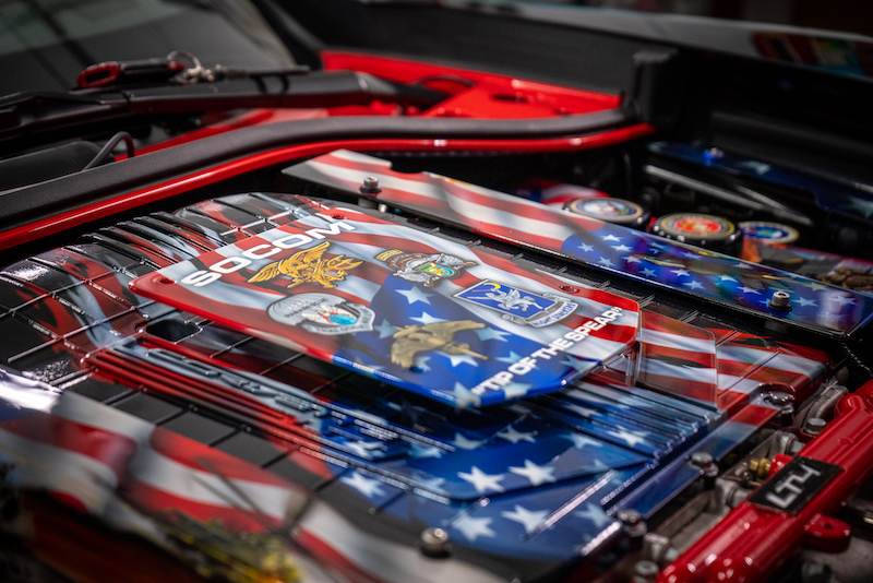 Military theme corvette engine bay