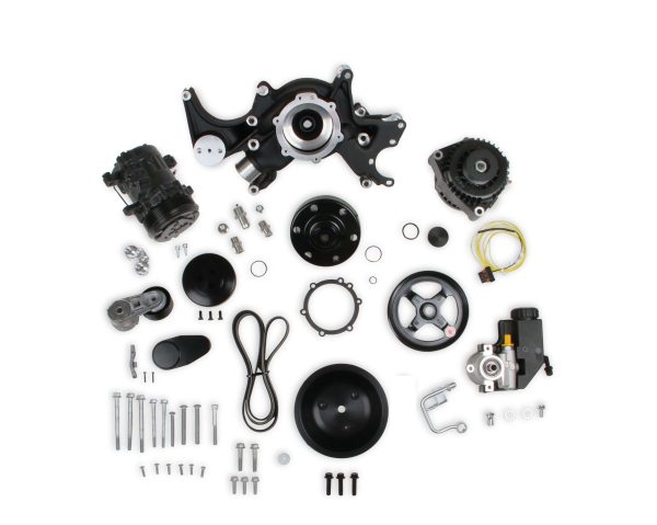 Holley 20-240BK SBC Small Block Chevy Complete Mid-Mount Front Drive Accessory Kit-Black