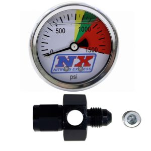 Nitrous Express 15509 N2O Flo-Thru Pressure Gauge (0-1500 PSI) 4AN W/ Adapter