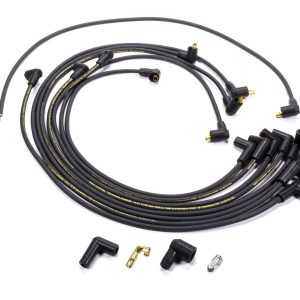 Moroso 9865M Mag-Tune Plug Wires SBC Under Header 90? Non-HEI Spiral Core Black